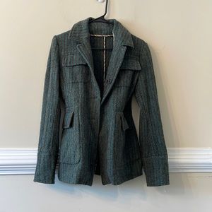 Marni Green Striped Wool Blend Blazer